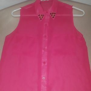 See through pink Kirra button down.